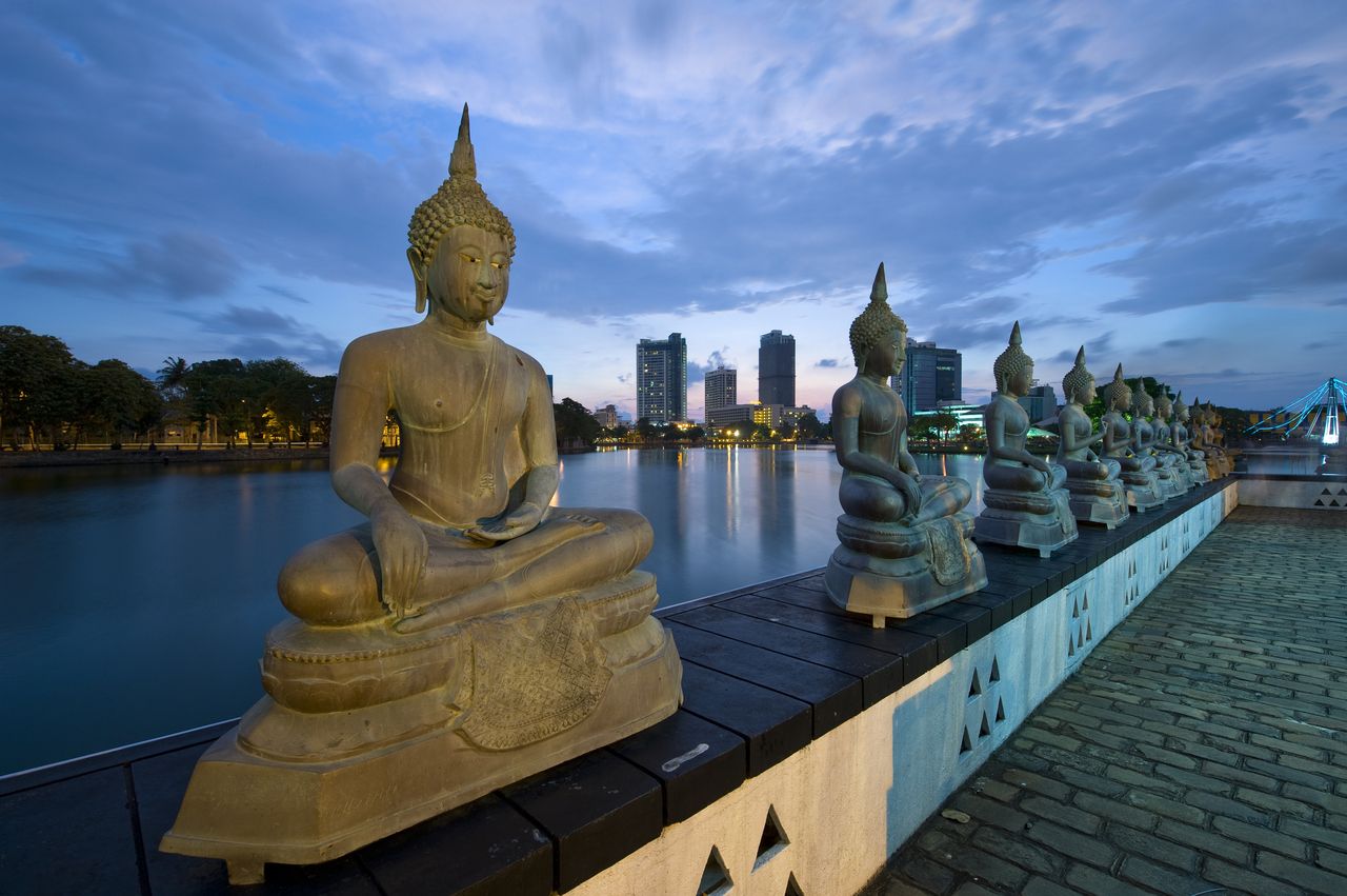 Buddha-Statuen bei Nacht Colombo